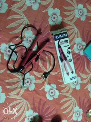 Red And Black Novax Hair Straightener & Curler With Box