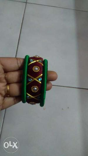Red And Green Silk Thread Bangle