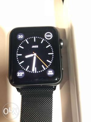 Silver Aluminum Case Apple Watch With Milanese Strap