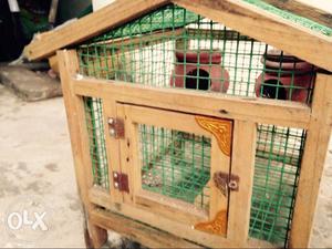 Strong wood cage with two pots. this cage will