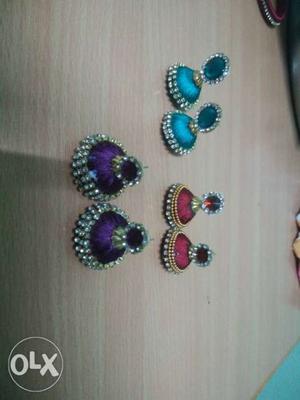 Three Pairs Of Jhumkas Earrings