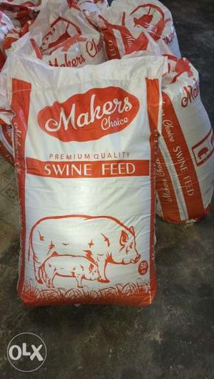White And Red Mahers Choice Swine Feed Sack