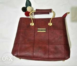 Women's maroon Leather Tote Bag