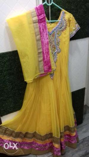 Yellow anarkali dress. Worn once. In very good