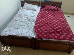 2 nos Good quality Wooden single bed(2x)