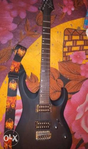 Black And Brown Superstrat Electric Guitar