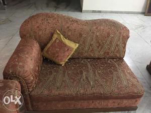 Brown And Gray Floral Chaise Lounge