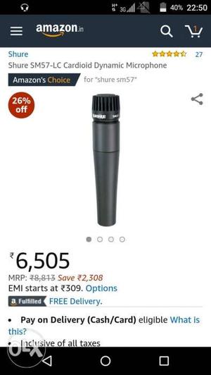 Dubbing Mic Shure57 3 Months old Urgent With bill and box