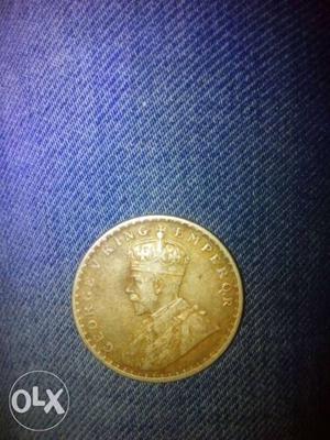 George King Emperor British Indian One Rupee Coin