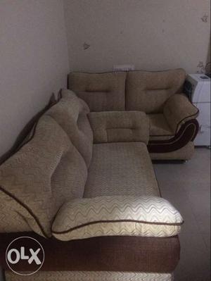 Gray And Brown Fabric Sofa Chair
