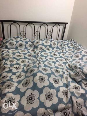 Gray And White Floral Bed Sheet