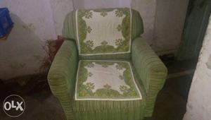 Green And White Floral Sofa Chair