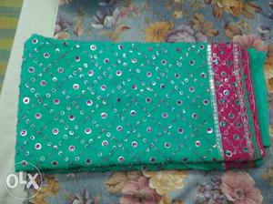 Green And White Polka Dot Textile