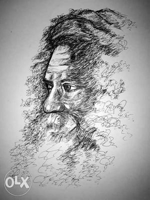 Half-face Of Man Sketch