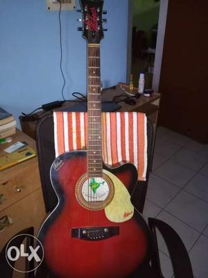 Hobner Red And Black Acoustic Guitar in perfect playing