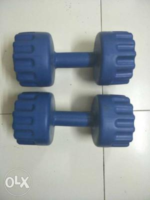 Pair Of Blue Fixed-weight Dumbbells