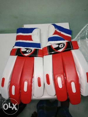 Pair Of Red-white-and-blue Sports Gloves