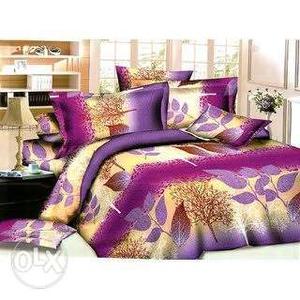 Polycotton 3d double bed sheet with 2 pillow cover 90x100
