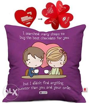 Purple And Multicolored Man And Woman Graphic Throw Pillow