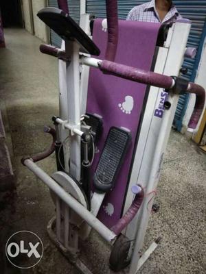Purple And White Manual Treadmill With Stepper