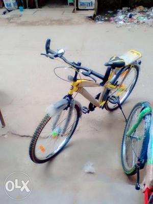 Yellow And Gray Full-suspension Bike