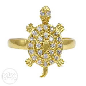 24k Gold Plated Adjustable Tortoise Ring Made With.925