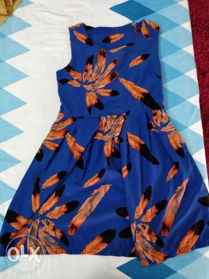 Blue, Red, And Yellow Floral Sleeveless Dress
