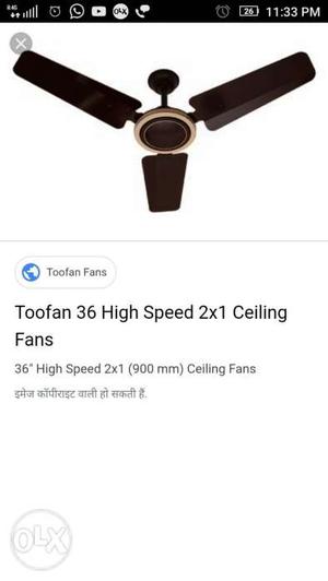 Brand New Toofan Ceiling fan, Hadirabad made.