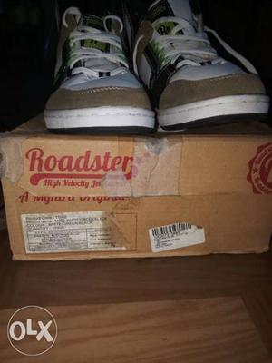 Brown-and-white Roadster High-top Shoes With Box