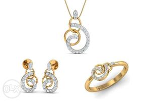 Diamond pendent set along with gold ring
