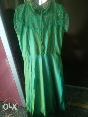 Green n golden gown free size party wear