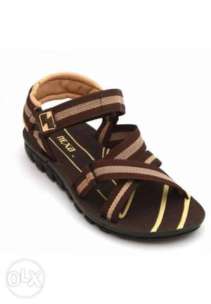 New packed Black And Brown Leather Open-toe Sandal