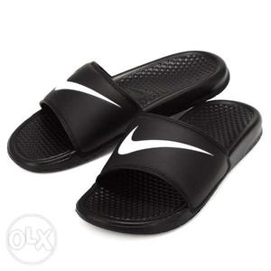Pair Of Black Nike Slide Sandals
