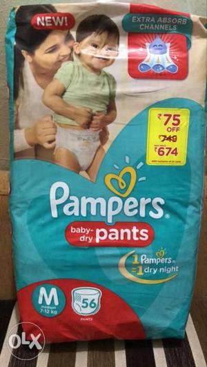Pampers diapers medium size sealed pack 56 pants