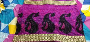 Purple And Black Knitted Textile