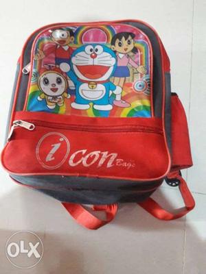 Red And Black Doraemon-themed Backpack