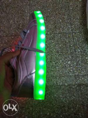 Unpaired Silver And Brown LED Shoe
