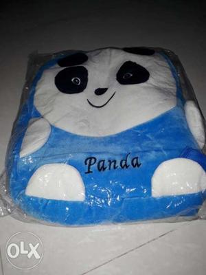 White And Blue Panda Plush velvet school bag