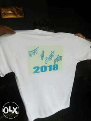 White Devanagari Script-printed Crew-neck T-shirt