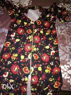 Women's Black, Red, And Yellow Floral Dress