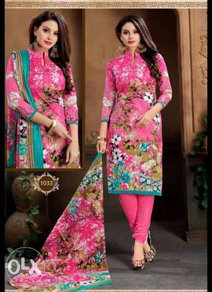 Women's Pink And Yellow Floral Traditional Dress