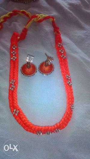 Woolen necklace and Amazon earrings light weight