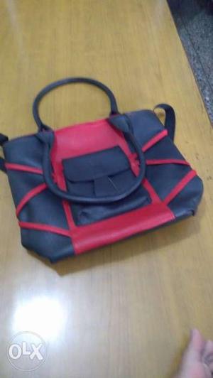 Adisa red Black PU leather bag + additional black