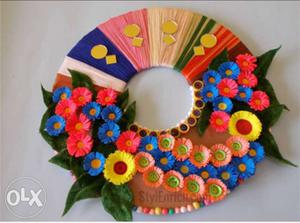 Blue, Yellow, And Red Floral Wreath