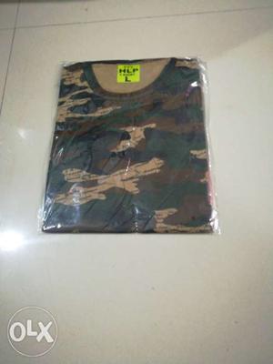 Green And Brown Camouflage Crew-neck Shirt Pack
