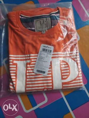 Orange And White LP Crew-neck Pack100% Oregnal t-shirt
