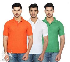 Orange, White, And Green Polo Shirts