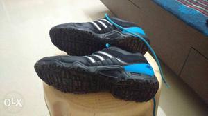 Pair Of Black-and-blue Adidas Shoes.one time try only. Size
