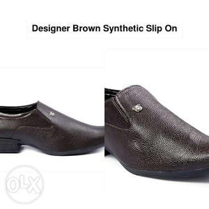 Pair Of Brown Leather Dress Shoes Collage With Text Overlay