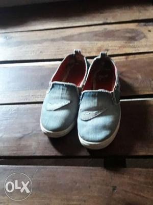 Pair Of Gray Suede Slip-on Shoes